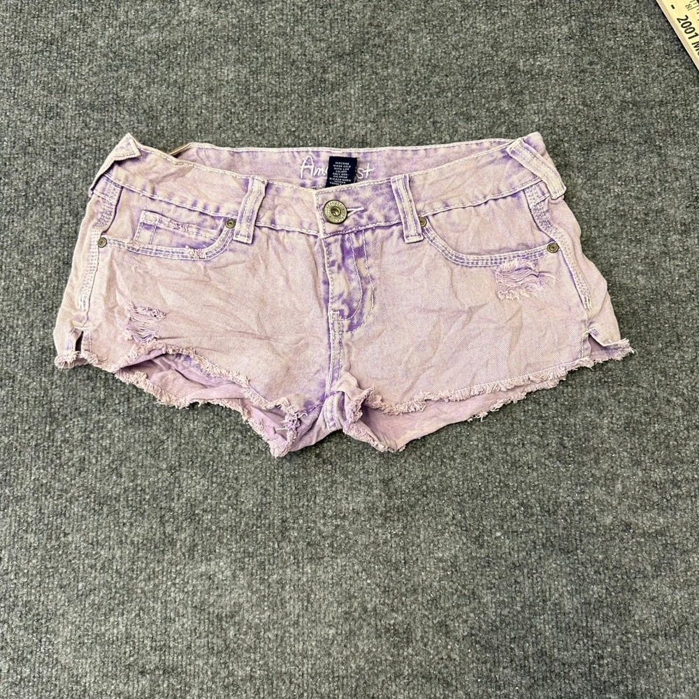Amethyst Shorts Womens Size 5 Purple Acid Wash Distressed Cut Off Denim Low Rise